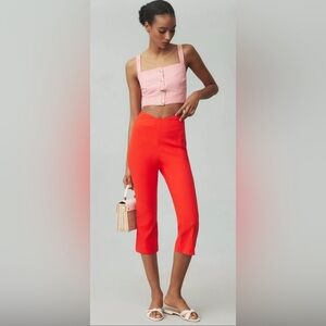 Maeve x Anthropologie Structured Bombshell Capri Pants, red, size 14
